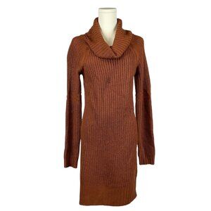 Ribbed Knit Cowl Neck Sweater Dress